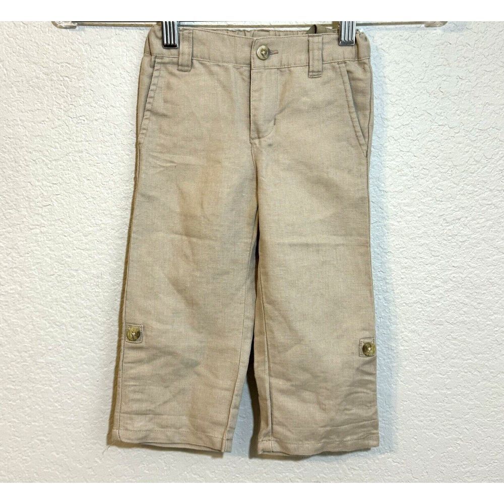Janie And Jack Boy Khaki Linen Cotton Tan Pants‎ 18 To 24 Months